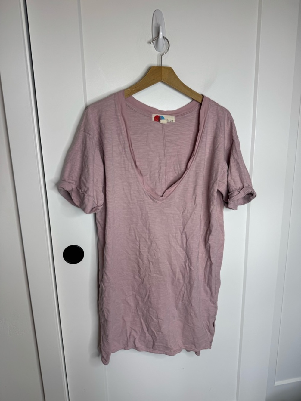 Free People Beach Oversized Relaxed T-shirt Tunic Pink 100% Cotton L